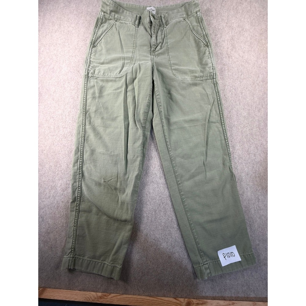 J.Crew Re-Imagined Olive Green Utility Chino Pants Women 6 Straight Leg Cotton